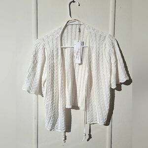 White Knit Short Sleeve Cardigan